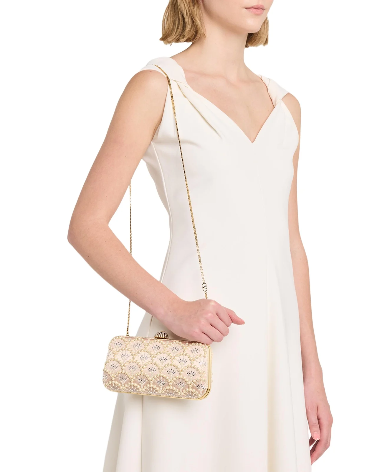 Carry Secrets Rhinestone & Pearly Stud Satin Clutch Bag Carry Secrets Rhinestone & Pearly Stud Satin Clutch Bag