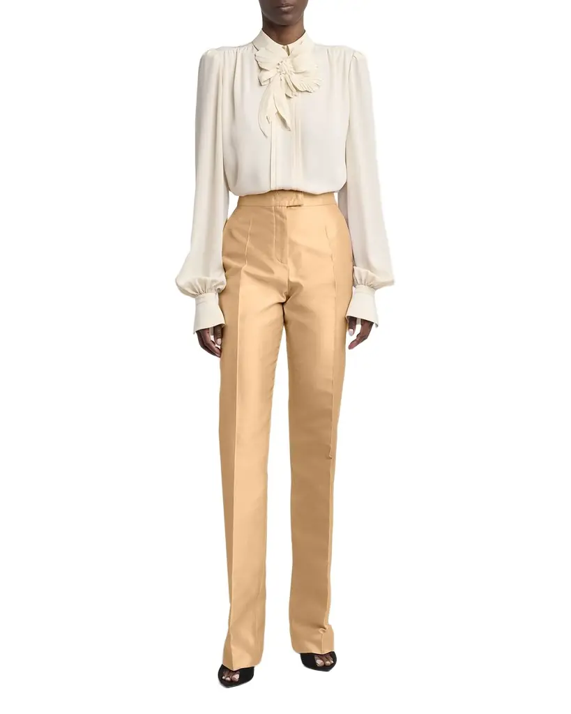Valentino Garavani Shantung Silk Straight-Leg Pants | Image 1 Valentino Garavani Shantung Silk Straight-Leg Pants | Image 1