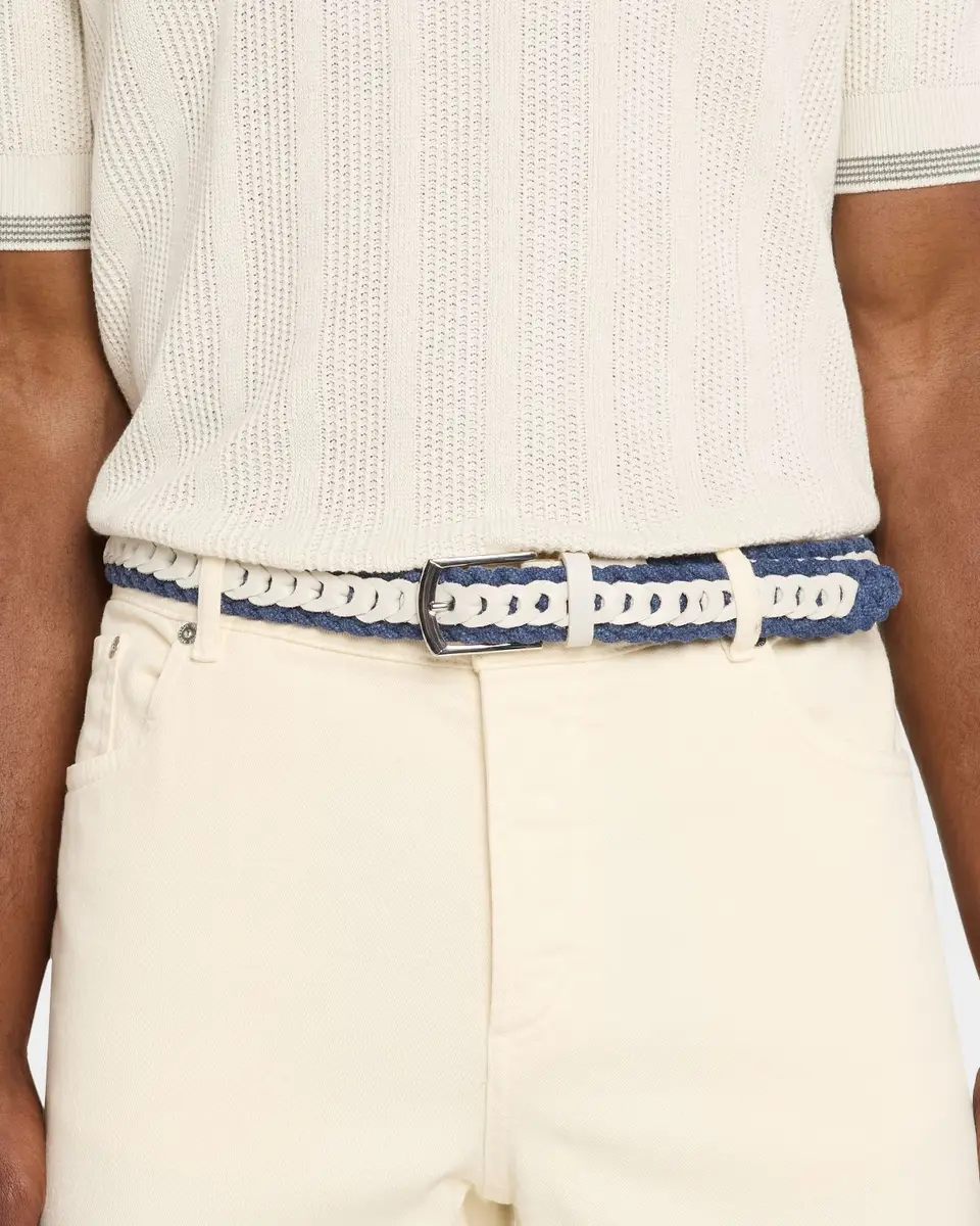 Brunello Cucinelli Men's Two-Tone Woven Leather Belt | Thumbnail 2 Brunello Cucinelli Men's Two-Tone Woven Leather Belt | Thumbnail 2