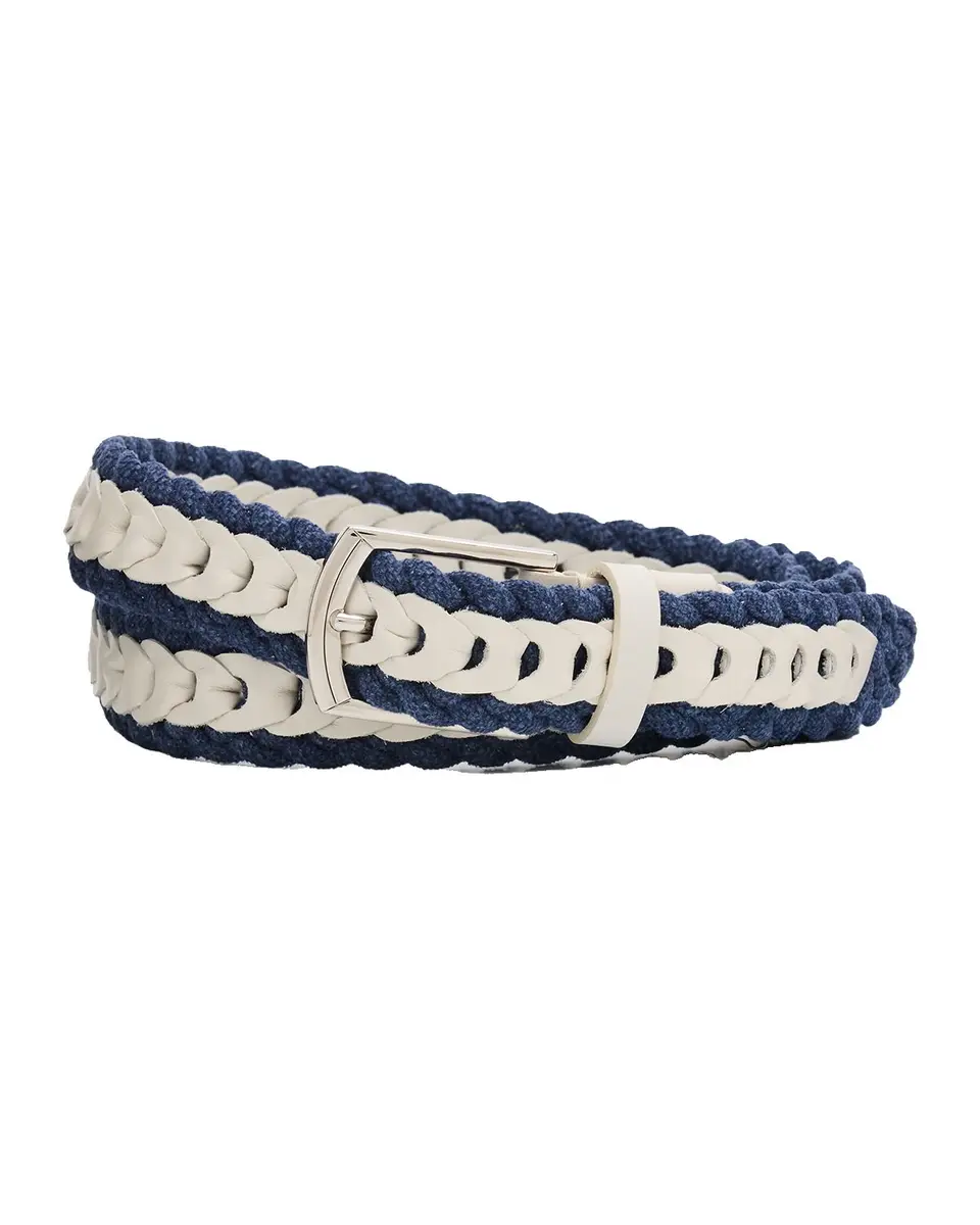 Brunello Cucinelli Men's Two-Tone Woven Leather Belt | Thumbnail 3 Brunello Cucinelli Men's Two-Tone Woven Leather Belt | Thumbnail 3