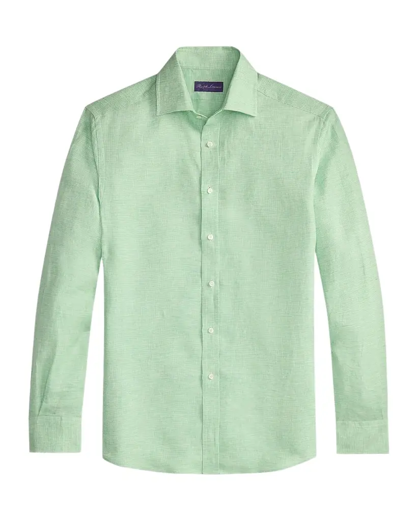 Ralph Lauren Purple Label Houndstooth Linen Shirt | Image 1 Ralph Lauren Purple Label Houndstooth Linen Shirt | Image 1