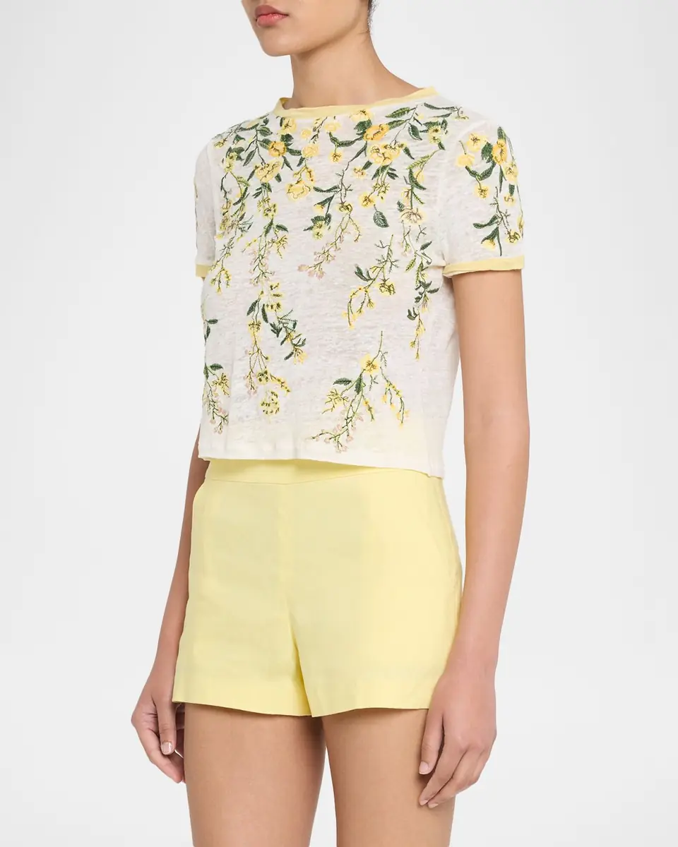 ALICE + OLIVIA Cindy Embroidered Crop Top | Thumbnail 4