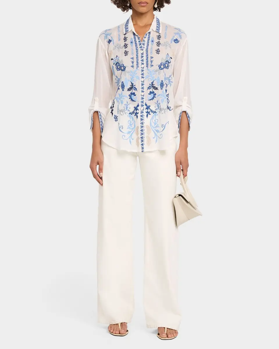 Johnny Was Luisa Embroidered Button-Down Shirt | Thumbnail 2