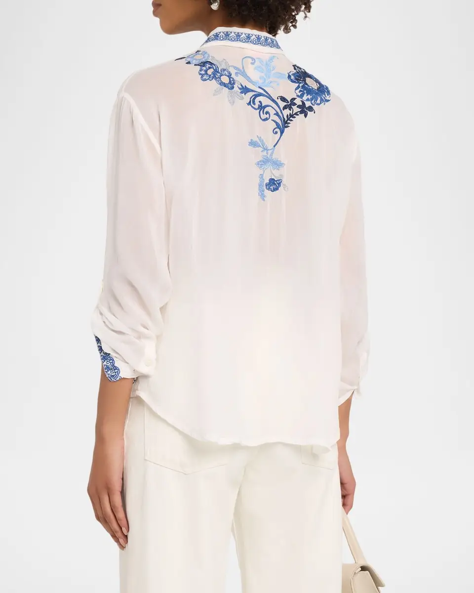Johnny Was Luisa Embroidered Button-Down Shirt | Thumbnail 3