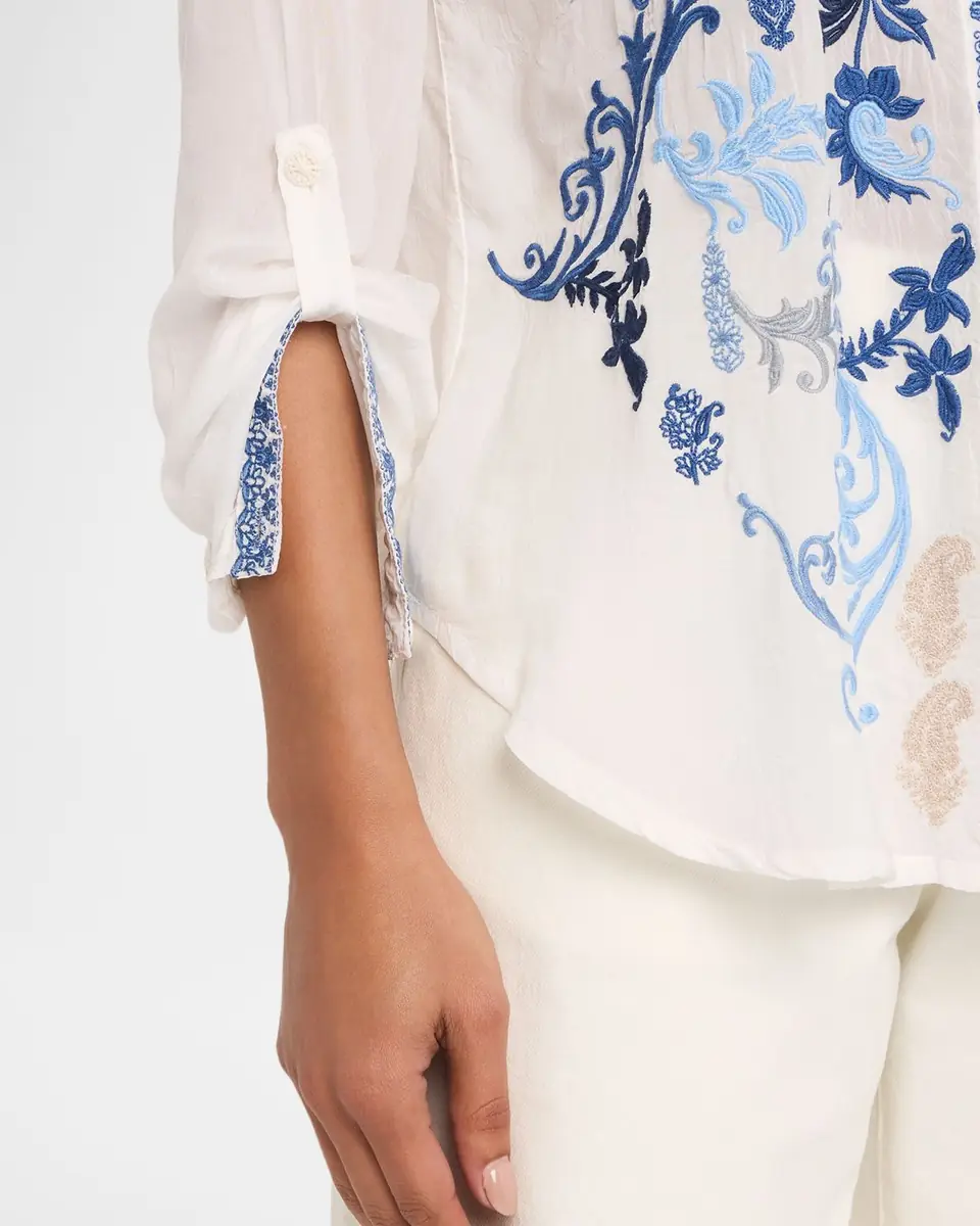 Johnny Was Luisa Embroidered Button-Down Shirt | Thumbnail 5
