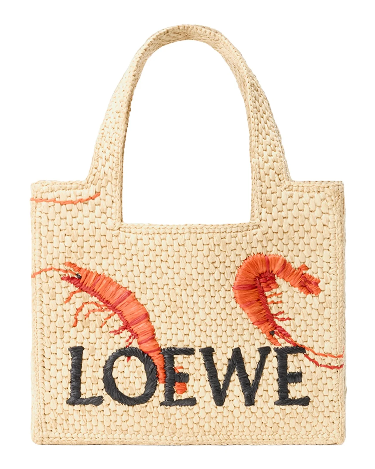 x Paula's Ibiza Shrimp-Embroidered Raffia Tote Bag x Paula's Ibiza Shrimp-Embroidered Raffia Tote Bag