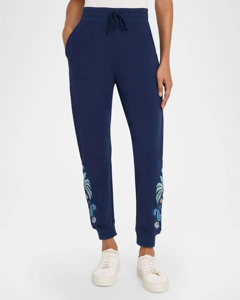 Johnny Was Floral Embroidered French Terry Ankle Joggers | Thumbnail 4 Johnny Was Floral Embroidered French Terry Ankle Joggers | Thumbnail 4