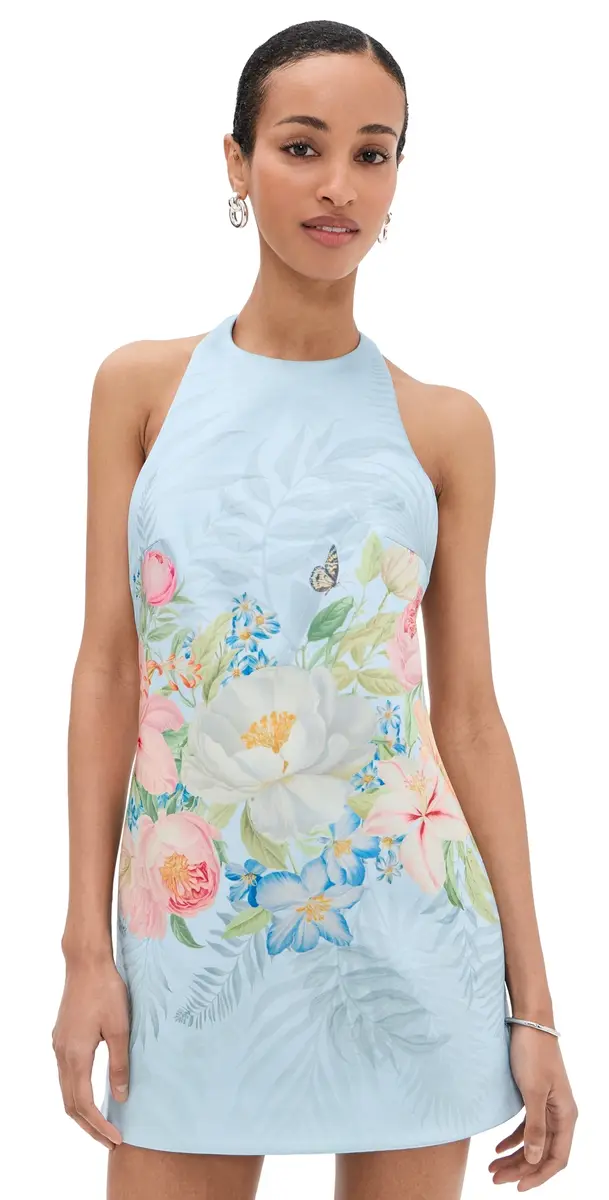 Drexley Mini Dress Bleu Fleur Tropicale