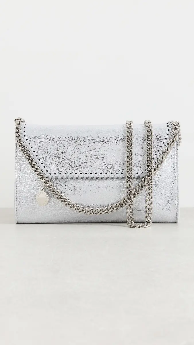 Stella McCartney Falabella Metallic Wallet Crossbody Bag Silver One Size | Thumbnail 2