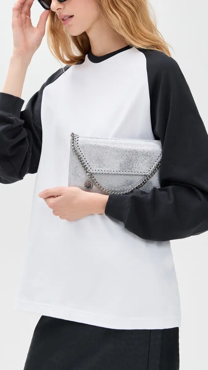 Stella McCartney Falabella Metallic Wallet Crossbody Bag Silver One Size | Thumbnail 3
