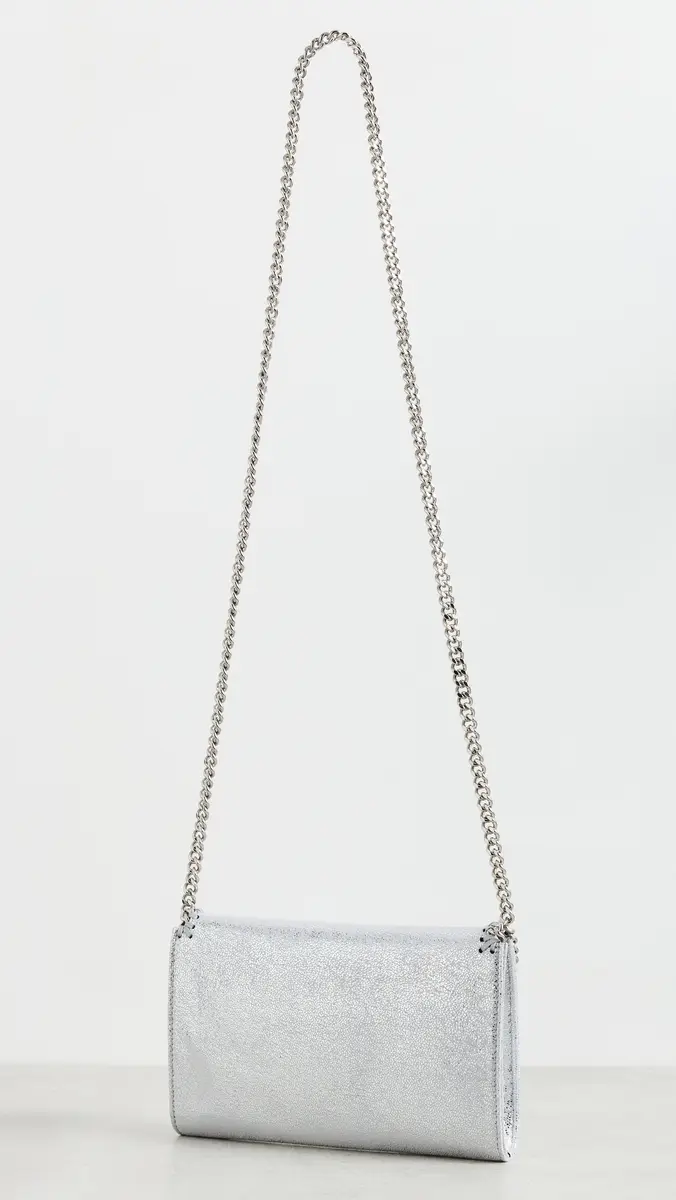Stella McCartney Falabella Metallic Wallet Crossbody Bag Silver One Size | Thumbnail 4