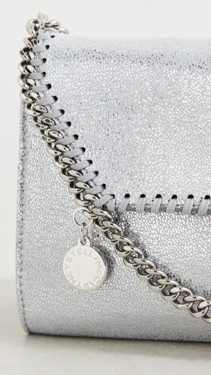 Stella McCartney Falabella Metallic Wallet Crossbody Bag Silver One Size | Thumbnail 5