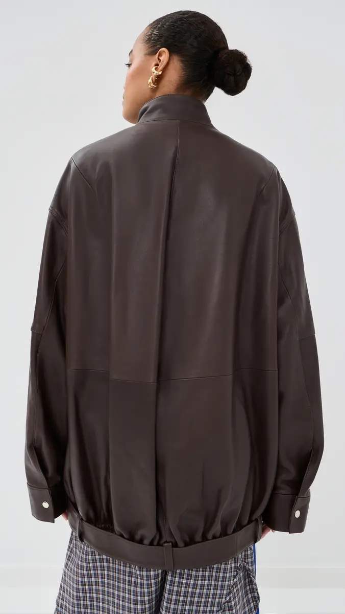 Tibi Leather Moto Bomber Brown | Thumbnail 3 Tibi Leather Moto Bomber Brown | Thumbnail 3
