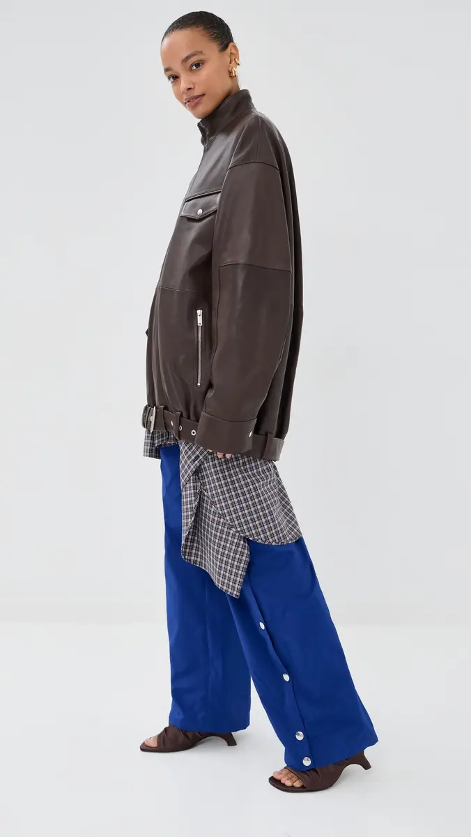 Tibi Leather Moto Bomber Brown | Thumbnail 4 Tibi Leather Moto Bomber Brown | Thumbnail 4