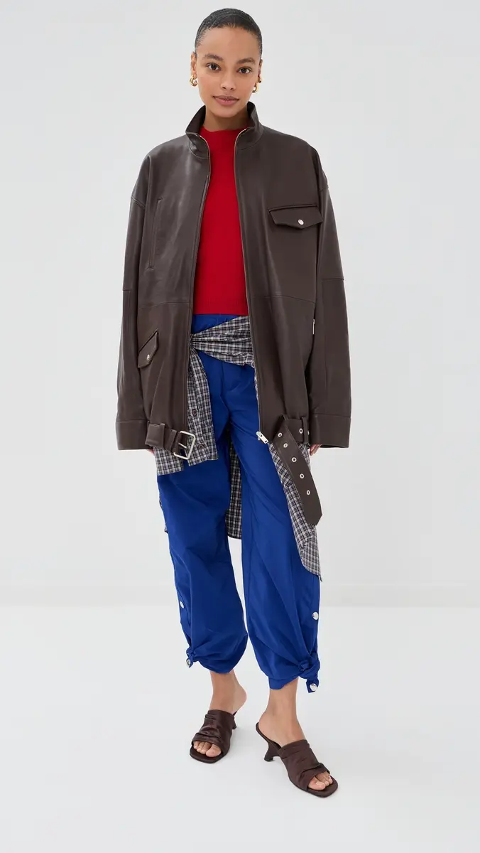 Tibi Leather Moto Bomber Brown | Thumbnail 5 Tibi Leather Moto Bomber Brown | Thumbnail 5