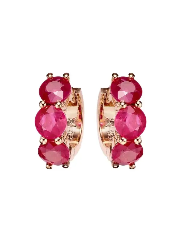 18kt rose gold hoop earrings with rubies 18kt rose gold hoop earrings with rubies