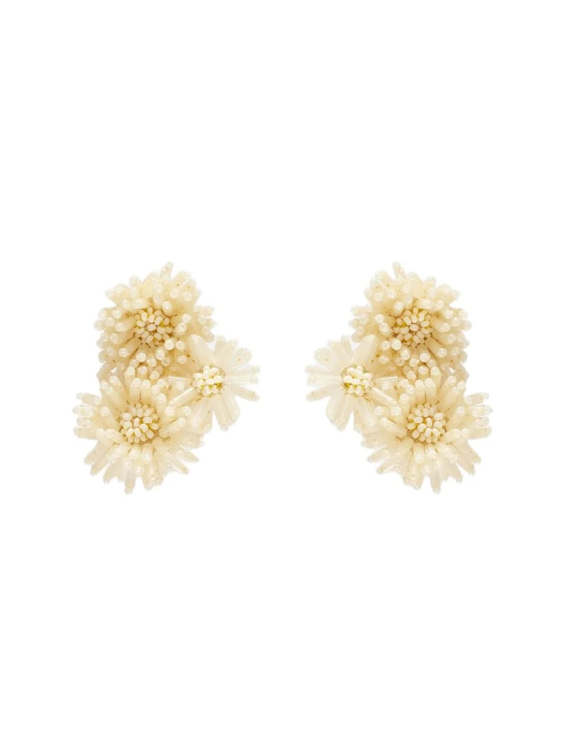 Pompom beaded clip-on earrings