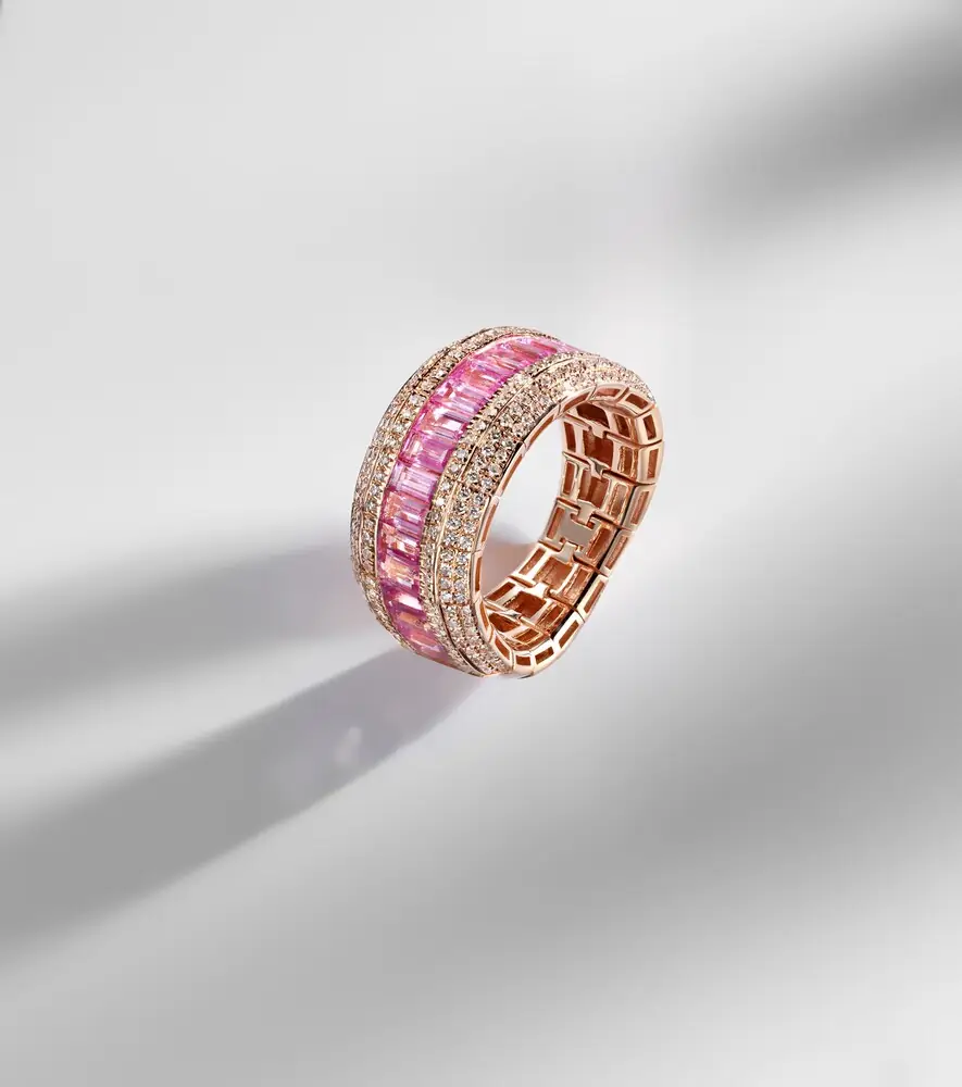SHAY JEWELRY 18kt rose gold ring with pink sapphire and diamonds | Thumbnail 5