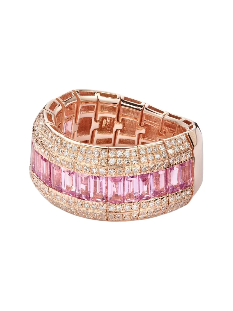 18kt rose gold ring with pink sapphire and diamonds 18kt rose gold ring with pink sapphire and diamonds