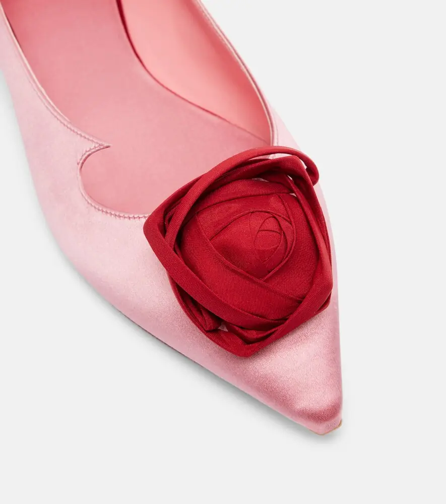 Roger Vivier I Love Viver floral-appliqué satin ballet flats | Thumbnail 3 Roger Vivier I Love Viver floral-appliqué satin ballet flats | Thumbnail 3