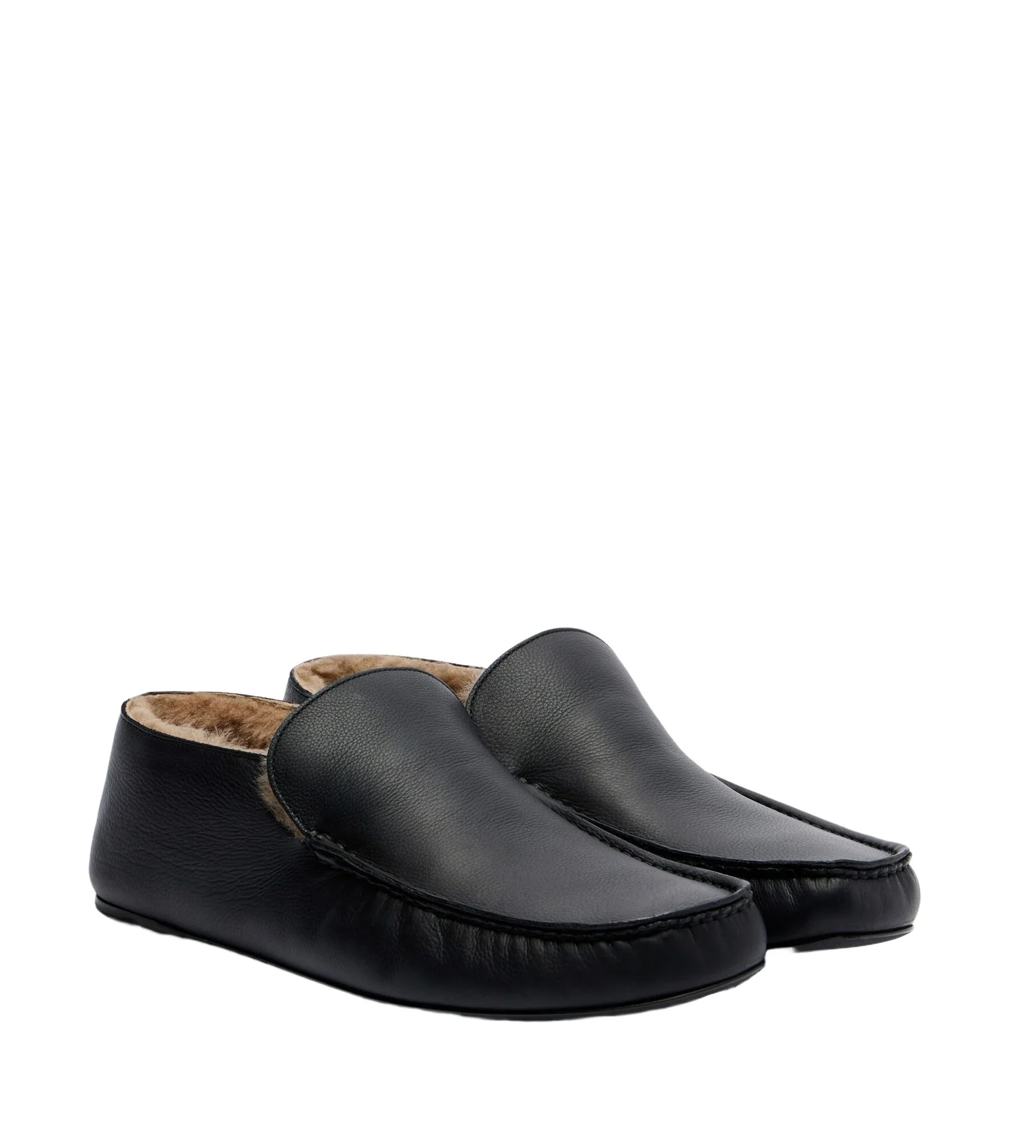Leo shearling-lined leather loafers Leo shearling-lined leather loafers