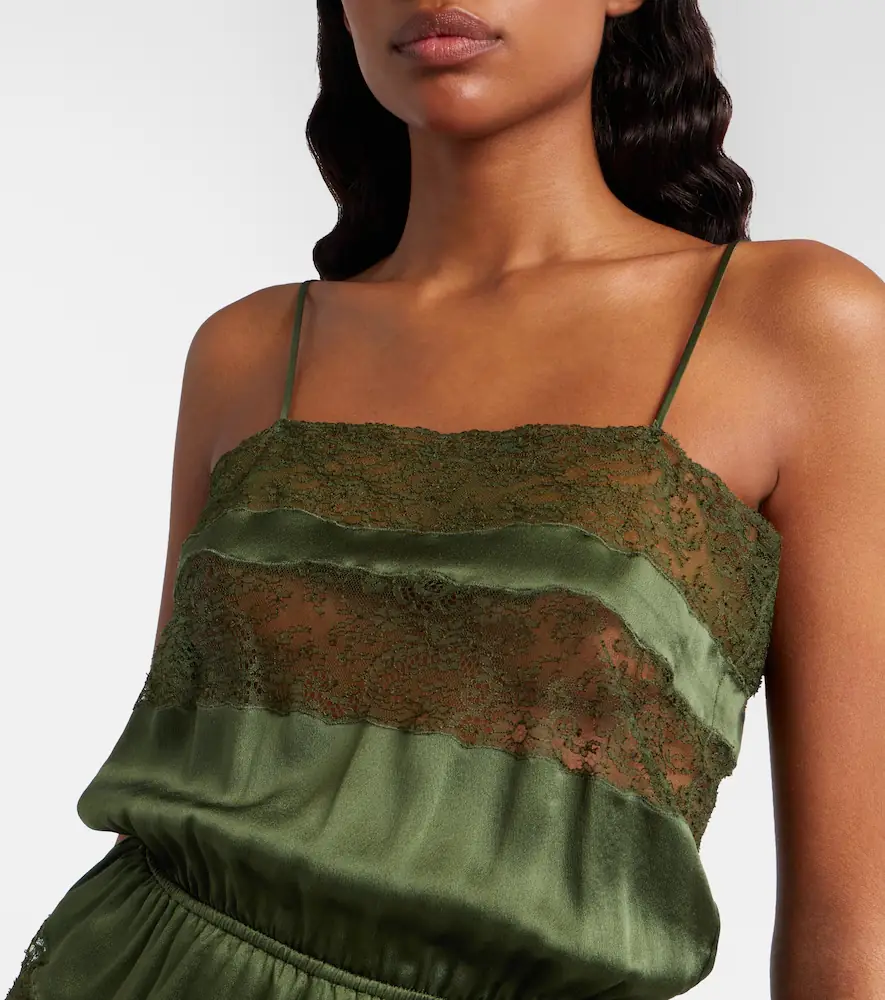 Saint Laurent Lace-trimmed silk satin romper | Thumbnail 3 Saint Laurent Lace-trimmed silk satin romper | Thumbnail 3