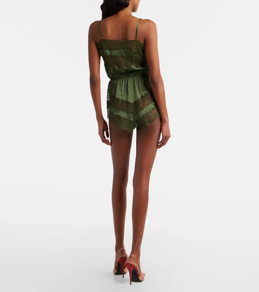 Saint Laurent Lace-trimmed silk satin romper | Thumbnail 5 Saint Laurent Lace-trimmed silk satin romper | Thumbnail 5
