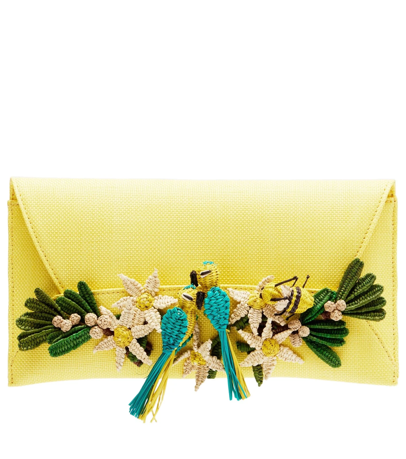 Birdsong Small raffia clutch