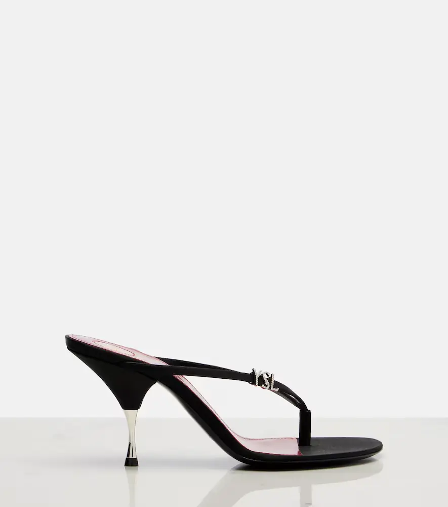 Saint Laurent Jerry crêpe satin thong sandals | Thumbnail 3