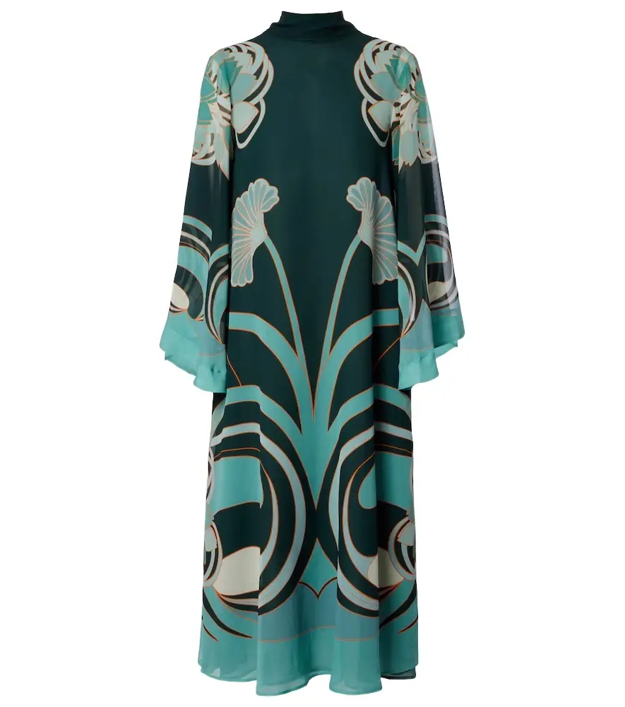 La DoubleJ Magnifico printed silk twill midi dress