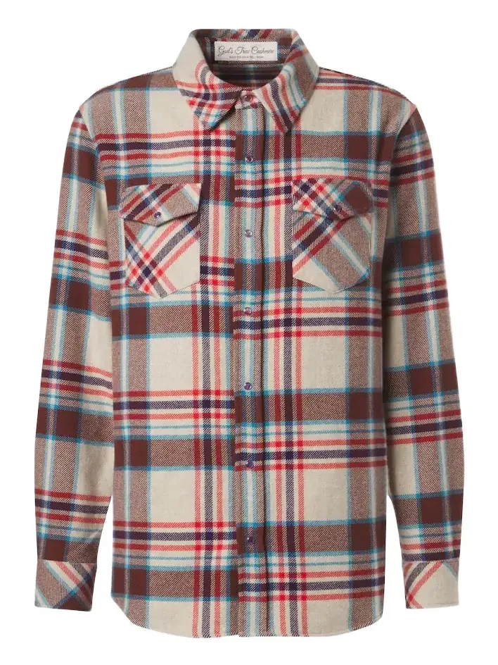 Plaid cashmere shirt with amethyst Plaid cashmere shirt with amethyst