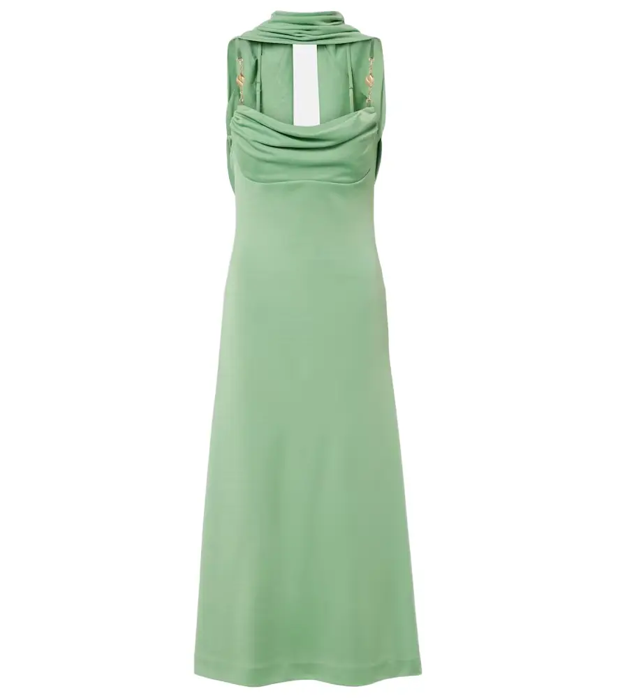 Rebecca Vallance Isla draped scarf-detail midi dress | Image 1 Rebecca Vallance Isla draped scarf-detail midi dress | Image 1