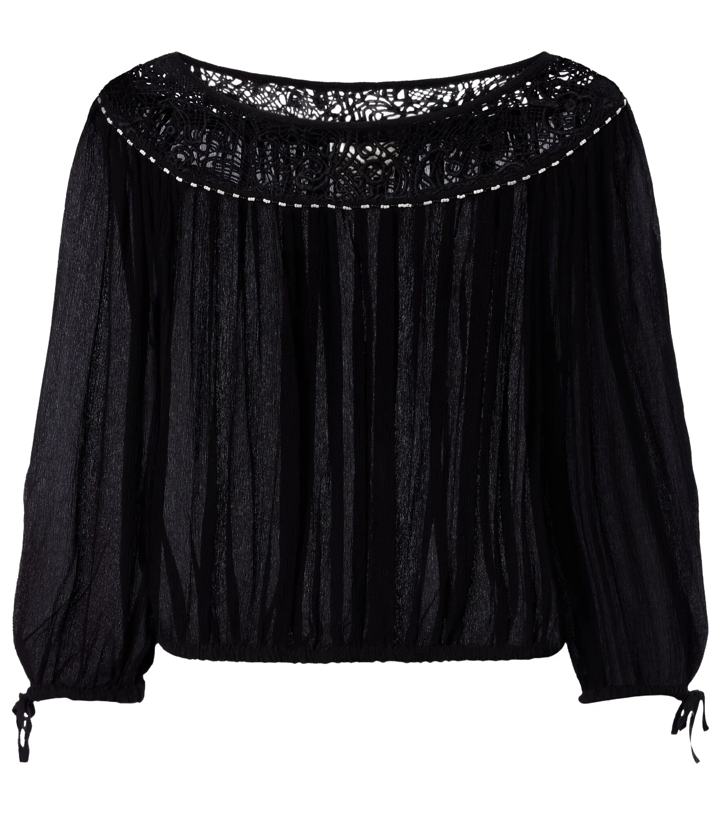 Nelida guipure lace-trimmed silk blouse