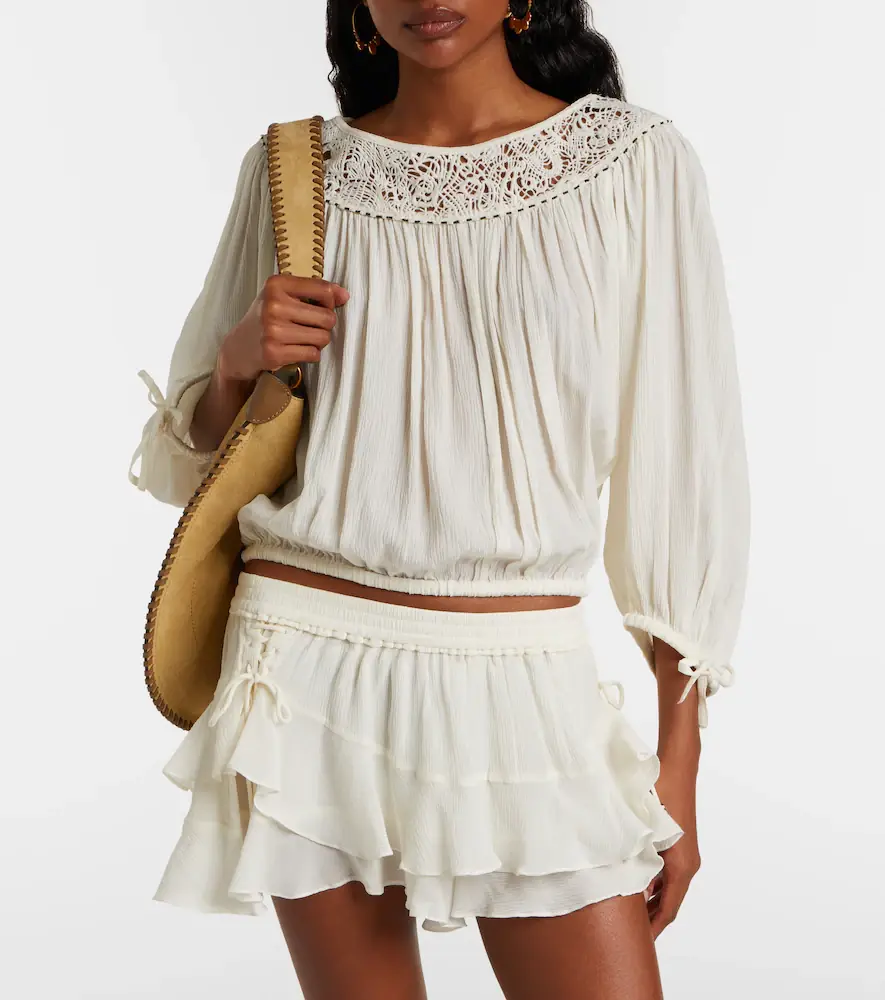 Isabel Marant Nelida guipure lace-trimmed silk blouse | Thumbnail 4 Isabel Marant Nelida guipure lace-trimmed silk blouse | Thumbnail 4