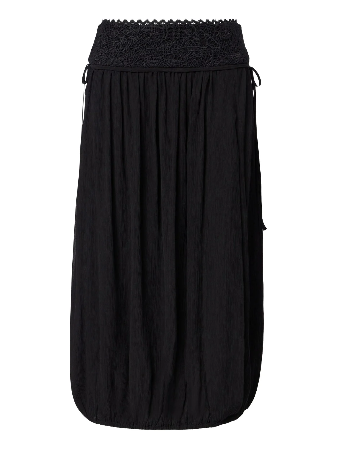 Nilma guipure lace-trimmed silk midi skirt