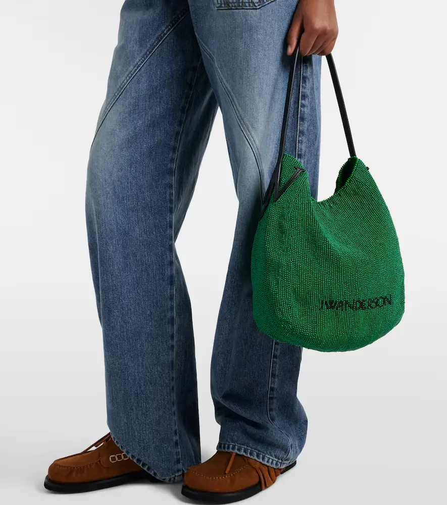JW Anderson Bulb Small beaded leather-trimmed shoulder bag | Thumbnail 6