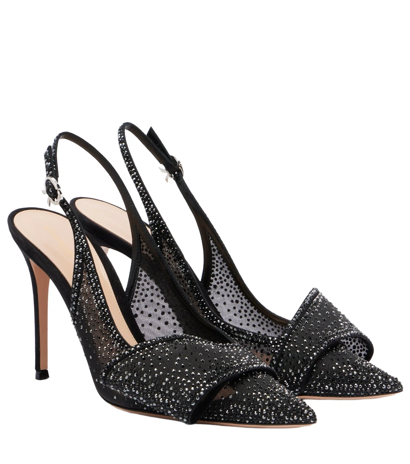 Crystal embellished slingback pumps