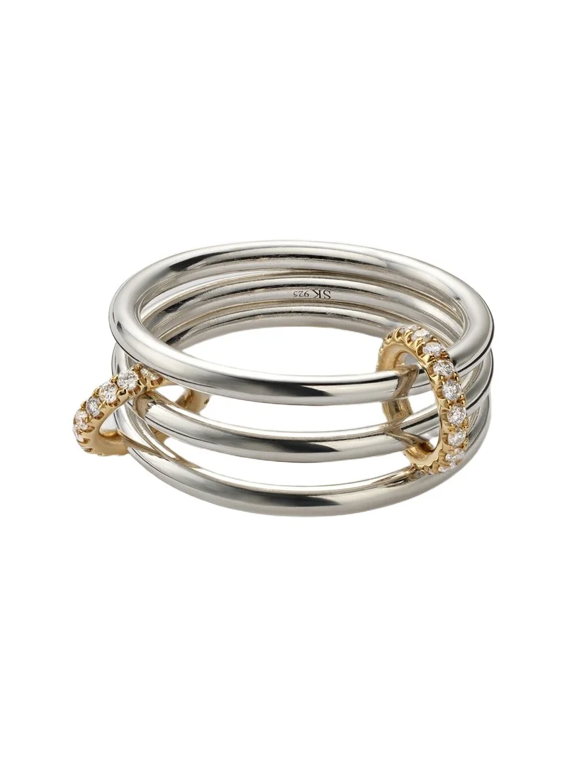 Solarium 925 sterling silver and 18kt gold ring with diamonds