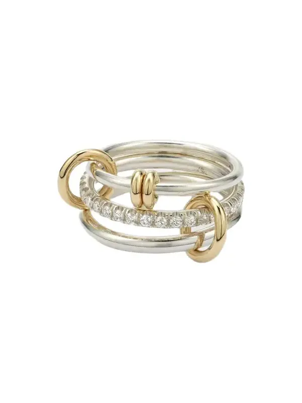 Raneth 925 sterling silver and 18kt gold ring with diamonds