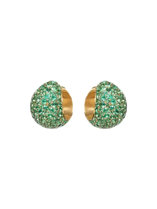 Icon Poppy 18kt gold hoop earrings with emeralds Icon Poppy 18kt gold hoop earrings with emeralds