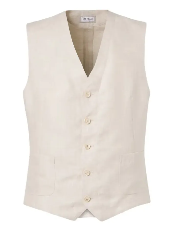 Brunello Cucinelli Herringbone linen vest