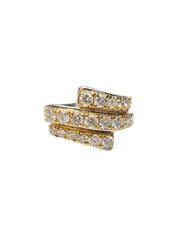 1.40ct Diamond 18K Gold Platinum Multi Row Ring 1.40ct Diamond 18K Gold Platinum Multi Row Ring