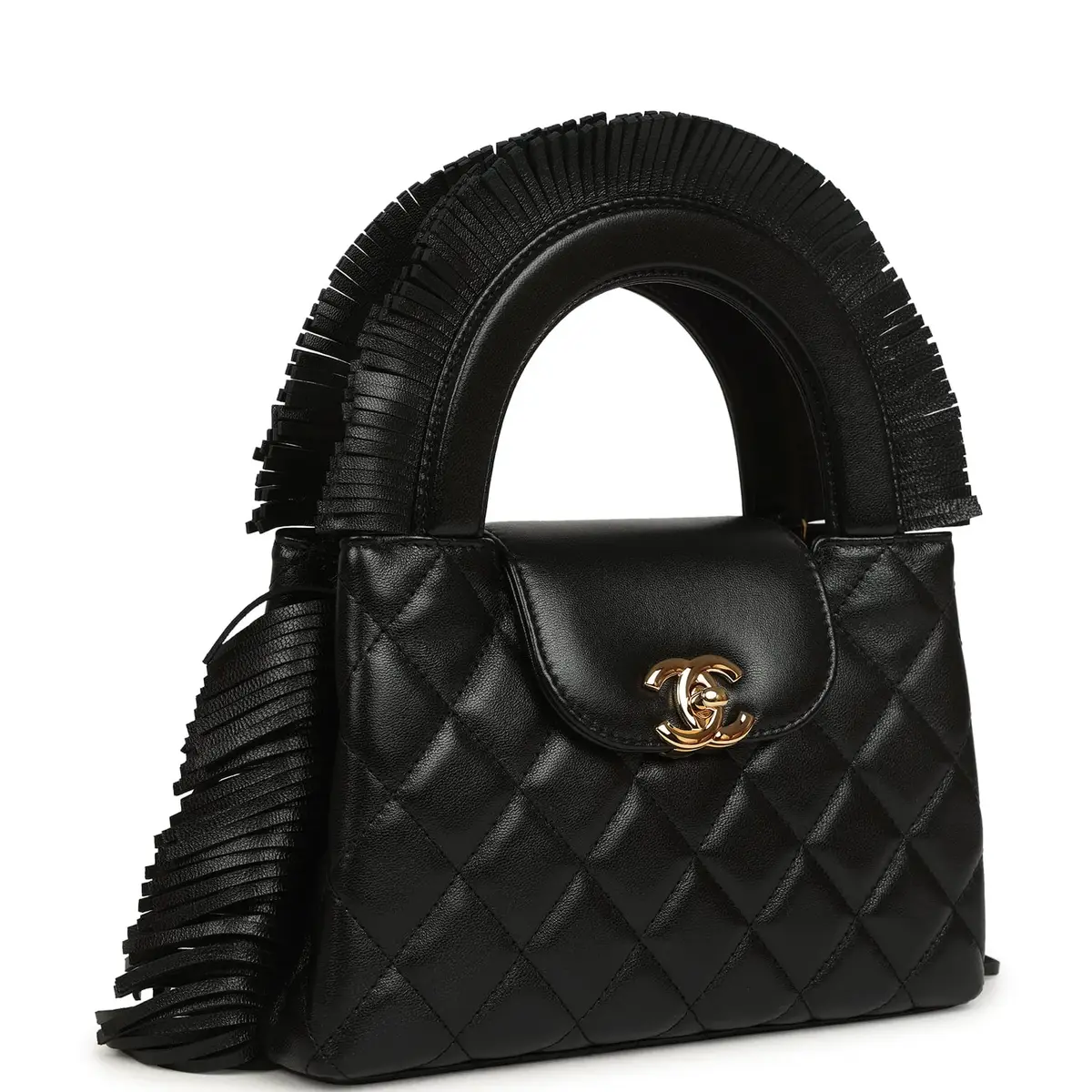 Chanel Chanel Small Fringe Kelly Black Lambskin Gold Hardware | Thumbnail 2 Chanel Chanel Small Fringe Kelly Black Lambskin Gold Hardware | Thumbnail 2