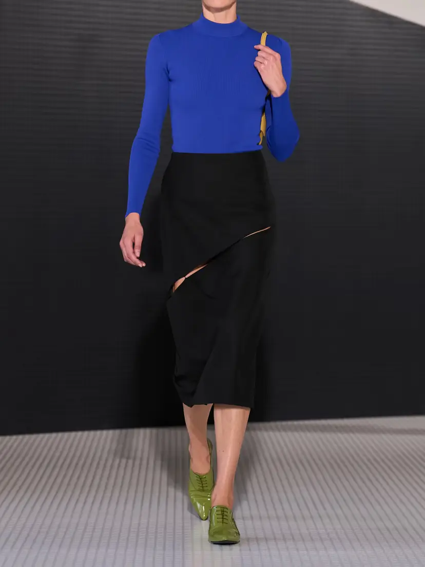 Jil Sander Cut-out Grain De Poudre Wool And Mohair-blend Midi Skirt | Thumbnail 6 Jil Sander Cut-out Grain De Poudre Wool And Mohair-blend Midi Skirt | Thumbnail 6