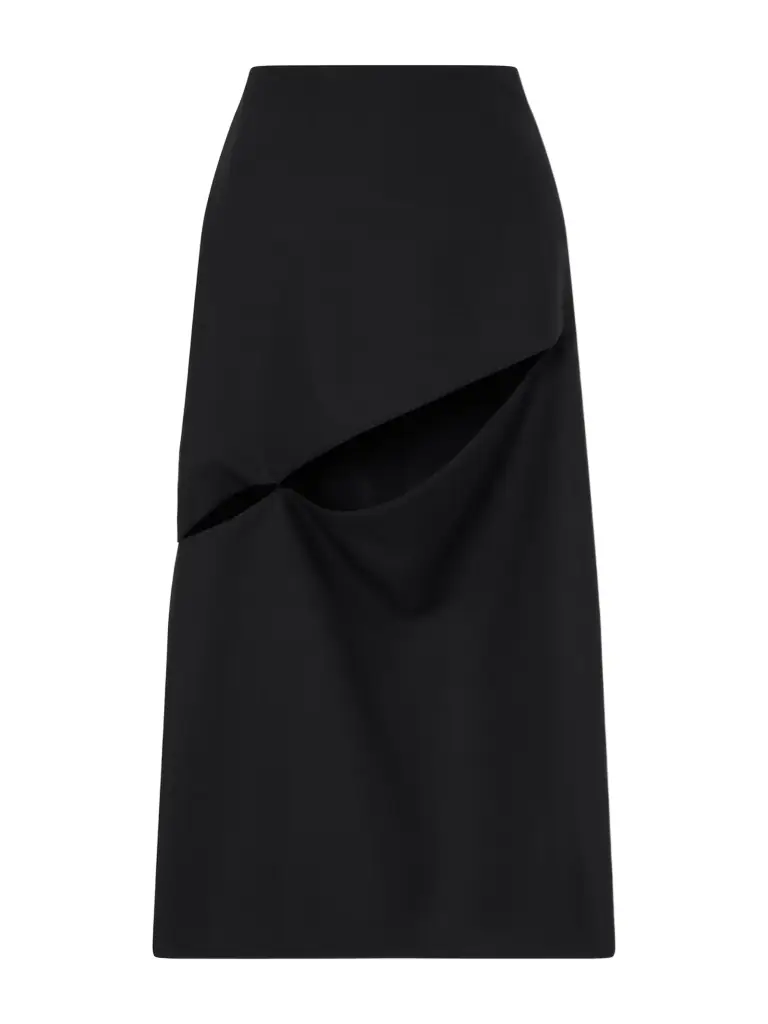 Jil Sander Cut-out Grain De Poudre Wool And Mohair-blend Midi Skirt | Image 1 Jil Sander Cut-out Grain De Poudre Wool And Mohair-blend Midi Skirt | Image 1