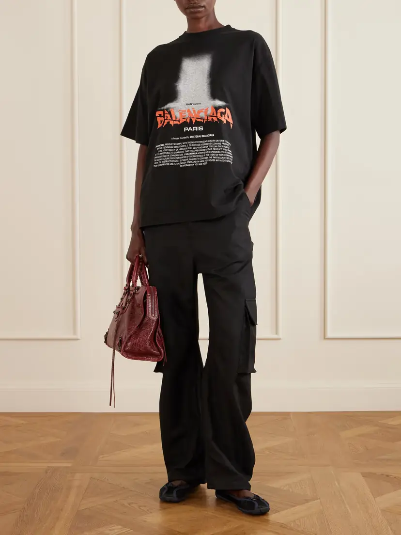 Balenciaga Printed Cotton-blend T-shirt | Thumbnail 2 Balenciaga Printed Cotton-blend T-shirt | Thumbnail 2
