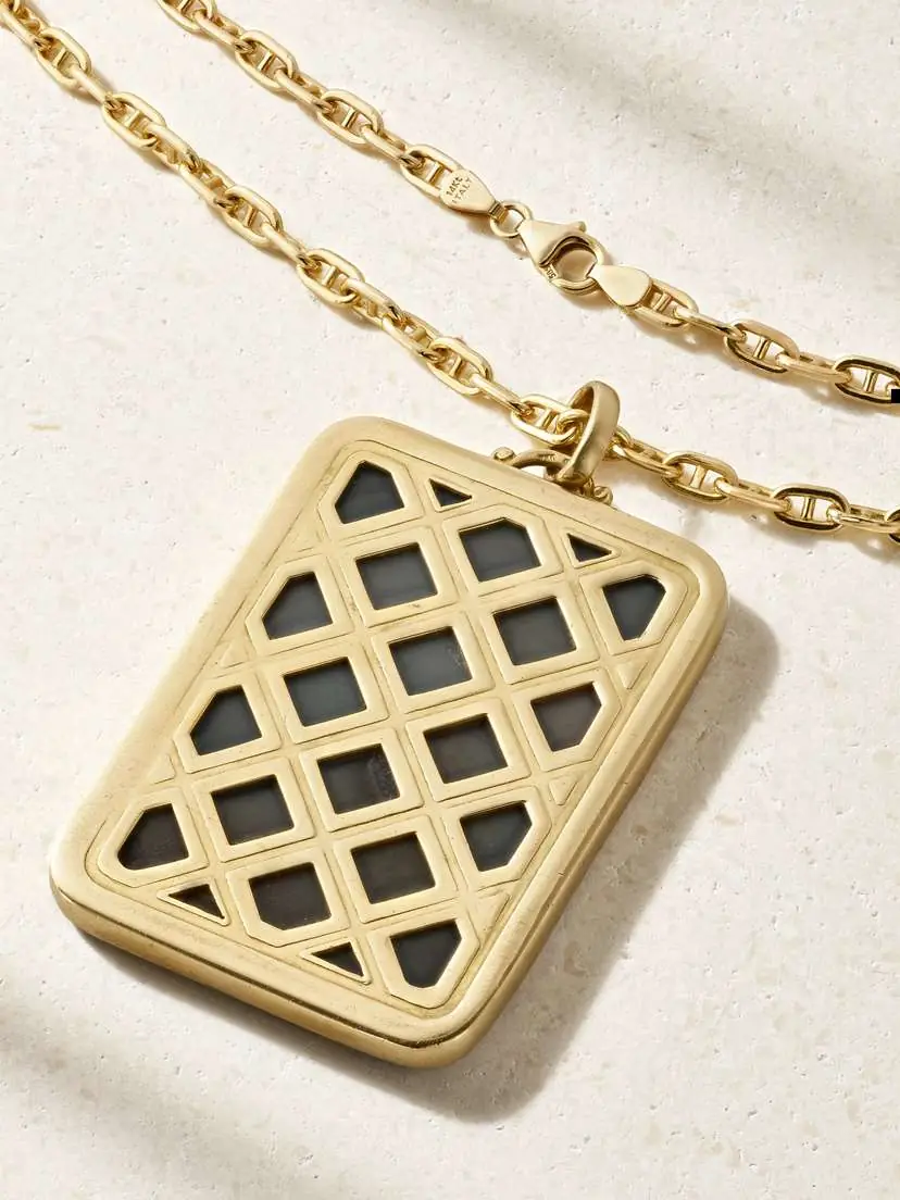 Stephanie Windsor Vintage 1970s Jack Of Diamonds 18-and-14-karat Gold, Diamond, Carnelian And Agate Necklace | Thumbnail 3
