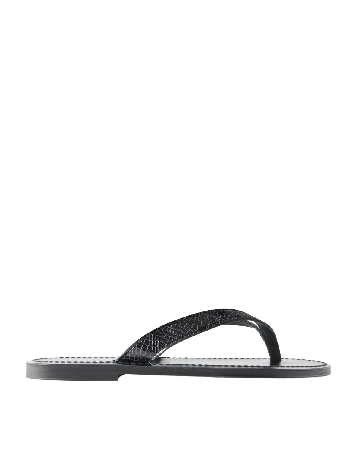 K Jacques St Tropez Torino Snake-effect Leather Thong Sandals