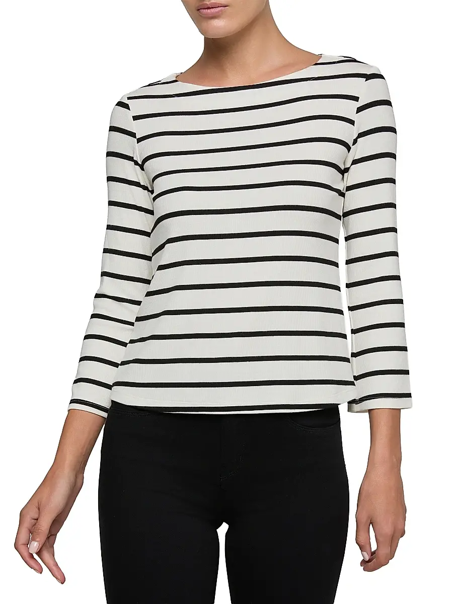 L'Agence Women's Lucille Striped Boatneck Shirt | Thumbnail 3 L'Agence Women's Lucille Striped Boatneck Shirt | Thumbnail 3