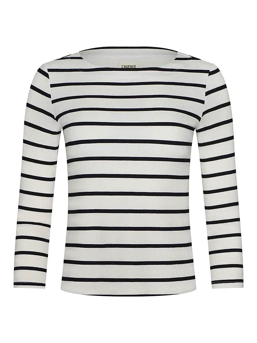 L'Agence Women's Lucille Striped Boatneck Shirt